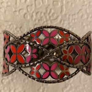John Hardy Sterling Silver Wide Cuff Bracelet Kawung Flower Pink Orange …